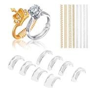 Lot de 16 Ajusteur de Bague Réducteur de Bague Invisible, Hommes et Femmes - Taille de Bague pour Bagues Lâches, Tailles Adaptateur Bague Trop Grande(8 ressorts + 8 patins)