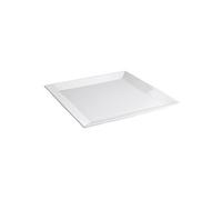 Lot de 16 assiettes plates carrées LEA, plat à service à pâtes desserts en porcelaine blanche - Longueur 27 x largeur 27 x x hauteur 2,5 cm - -