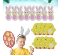 Lot de 16 autocollants en mousse motif lapin poussins de Pâques Décorations de bonnet de Pâques Fournitures d'artisanat de printemps