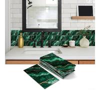 Lot de 16 autocollants muraux en marbre texturé épais pour carreaux muraux en galets, 16 autocollants muraux pour dosseret de cuisine, finition givrée, 16 autocollants muraux pour salle de bain