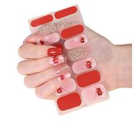 Lot de 16 autocollants porte-bonheur pour ongles - Pas besoin de chaleur - Avec couche protectrice - Thème du Nouvel An chinois