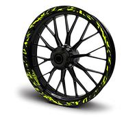 Lot de 16 autocollants pour jantes de moto, voiture, design futur, ensemble complet d'autocollants pour jantes de 15", 16", 17", 18", 19", MR017 (jaune fluo, mat)