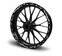 Lot de 16 autocollants pour jantes de moto, voiture, design futur, ensemble complet d'autocollants pour jantes de 15", 16", 17", 18", 19", MR017 (argenté métallisé, mat)