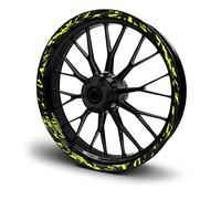 Lot de 16 autocollants pour jantes de moto, voiture, design futur, ensemble complet d'autocollants pour jantes de 15", 16", 17", 18", 19", MR017 (jaune fluo, brillant)
