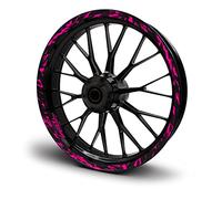 Lot de 16 autocollants pour jantes de moto, voiture, design Future, ensemble complet d'autocollants pour jantes de 15", 16", 17", 18", 19", MR017 (rose fluo, mat)