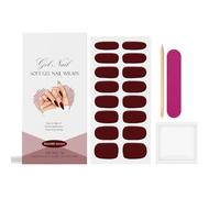 Lot de 16 autocollants pour vernis à ongles en gel - Non, autocollants UV/LED - NON - Nécessaire - Cured Gel - Avec lime à ongles et bâton pour femmes et filles (brun rouge)