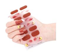 Lot de 16 autocollants semi-durcis pour ongles en gel avec lampe UV/LED - 16 autocollants tendance pour nail art - Bandes semi-durcies pour pédicure - Kit de démarrage