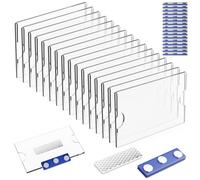 Lot de 16 badges nominatifs magnétiques pour vêtements - Fermeture Velcro magnétique - Auto-adhésif - Support nominatif avec aimant à 3 points - Pour porte-badges - Bleu - 90 x 54 mm