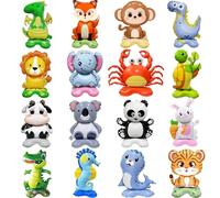 Lot de 16 Ballons Animaux,Ballon Helium Anniversaire,Anniversaire en Forme de Animaux,Decoration Theme Marin,Géant Singe Crocodile Ballon D'aluminium