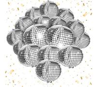 Lot de 16 ballons disco décoratifs argentés à paillettes, ballons discothèques, ballons décoratifs en aluminium pour fêtes d'anniversaire, décorations du Nouvel An, fêtes disco (25, 70 cm)