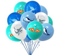 Lot de 16 ballons en latex Baleine, requin, dauphin, clown, poisson, 30,5 cm, décorations d'anniversaire pour garçons