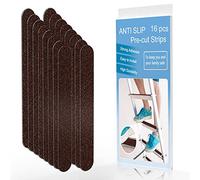 Lot de 16 bandes antidérapantes prédécoupées, bandes adhésives antidérapantes de sécurité pour échelle, marchepied et escalier (2,5 cm x 30 cm, marron)