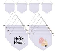Lot de 16 bannières décoratives en toile vierge pour décoration murale à faire soi-même, parfaites pour les collections d'épingles, couleur : blanc