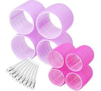 Lot de 16 Bigoudis Auto-Agrippants Sans Chaleur 4 Jumbo 4 Grands + 8 Pinces Cheveux Pour Longs Moyens Courts Épais Fins