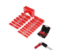 Lot de 16 blocs d'installation pour le travail du bois - Jauge de hauteur en aluminium rouge - Accessoires de scie à table - Précision de 0,003 cm - Rouge (boîte à outils blanche)