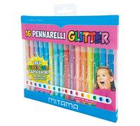 Lot de 16 boîtes de jeu MITAMA - Kit créatif - stylos à paillettes - triangles, pointe fine - 8 crayons + 8 brillants dans Pet Box - jeux créatifs pour enfants, filles - jeux de formation