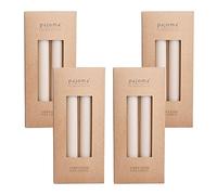 Lot de 16 bougies cannelées Crème Hauteur : 26 cm Diamètre : 2,7 cm Durée de combustion : 19 heures 20% cire de soja + 80% paraffine Bougies monochromes Qualité supérieure pajoma
