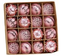 Lot de 16 boules de Noël à suspendre pour sapin de Noël en PET incassables de 6 cm pour décoration de vacances et décoration d'intérieur festive (rose)
