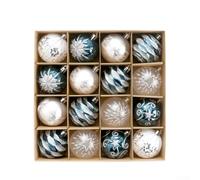 Lot de 16 boules de Noël avec boucles de suspension pour sapin et plusieurs options de décoration de vacances (D)