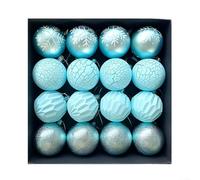 Lot de 16 boules de Noël colorées de 6 cm pour décoration de sapin de Noël (bleu)