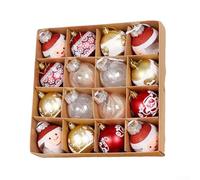 Lot de 16 boules de Noël en plastique avec finition transparente pailletée pour suspendre un arbre, une fenêtre et une décoration de célébration (C)