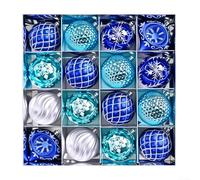 Lot de 16 boules de Noël en plastique bleu - 8 cm de diamètre - Pour mariage, anniversaire de mariage, événement, décoration d'intérieur