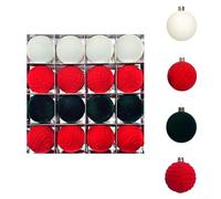 Lot de 16 boules de Noël en plastique incassable avec une texture de velours floqué doux, 6 cm, créées pour améliorer l'esthétique du sapin de Noël et résister à l'usure quotidienne (ZR616-62)