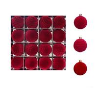 Lot de 16 boules de Noël en plastique incassable avec une texture de velours floqué doux, 6 cm, créées pour améliorer l'esthétique du sapin de Noël et résister à l'usure quotidienne (ZR616-65)
