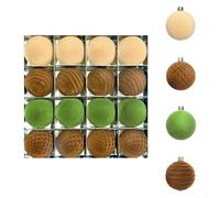 Lot de 16 boules de Noël en plastique incassable avec une texture de velours floqué doux, 6 cm, créées pour améliorer l'esthétique du sapin de Noël et résister à l'usure quotidienne (ZR616-63)