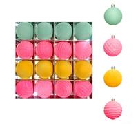 Lot de 16 boules de Noël en plastique incassable avec une texture de velours floqué doux, 6 cm, créées pour améliorer l'esthétique du sapin de Noël et résister à l'usure quotidienne (ZR616-61)