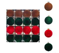 Lot de 16 boules de Noël en plastique incassable avec une texture de velours floqué doux, 6 cm, créées pour améliorer l'esthétique du sapin de Noël et résister à l'usure quotidienne (ZR616-64)