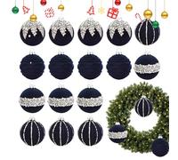 Lot de 16 boules de Noël - En velours - 6 cm - Avec strass - Pour la maison, l'intérieur, la fenêtre, les vacances, l'hiver