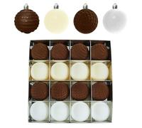 Lot de 16 boules de Noël en velours floqué - Décoration de Noël - Pour une atmosphère festive (B)