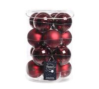Lot de 16 boules de Noël en verre - Bordeaux brillant mat - 8 cm
