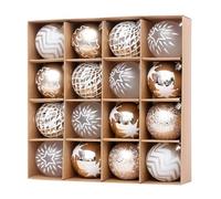 Lot de 16 boules de Noël exquises dorées et blanches pour créer une atmosphère festive à la maison traditionnelle dorée