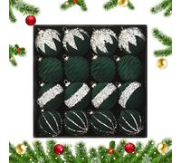 Lot de 16 boules de Noël incassables - 6 cm - En velours - Avec strass - Pour la maison, l'intérieur, la fenêtre, les vacances, l'hiver