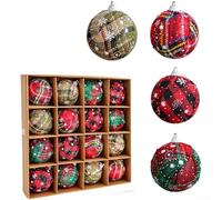 Lot de 16 boules décoratives en tissu pour sapin de Noël faites à la main avec tissu doux et mousse (6 cm)