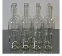 Lot de 16 bouteilles de vin vides en verre transparent, sans bouchon, contenance de 750 ml