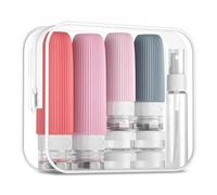 Lot de 16 bouteilles de voyage pour articles de toilette, 100 ml, essentiels de voyage avec trousse de toilette, anti-fuite, en silicone, compressible, accessoires de voyage pour shampooing, gel