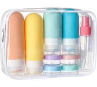 Lot de 16 bouteilles de voyage pour articles de toilette, approuvées par la TSA - En silicone anti-fuites - Pour articles de toilette, après-shampooing, lotion et gel douche - Blanc