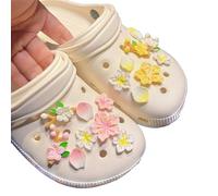 Lot de 16 Breloques pour Chaussures, Breloques Crocs en Forme de Fleur de Pêcher, Sakura Accessoires pour Chaussure, Décoration de Chaussures à Faire Soi-même pour Filles et Femmes