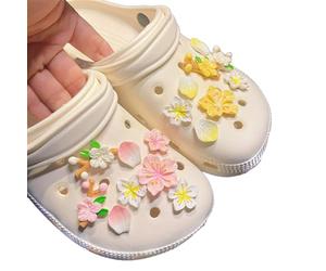 Lot de 16 Breloques pour Chaussures, Breloques Crocs en Forme de Fleur de Pêcher, Sakura Accessoires pour Chaussure, Décoration de Chaussures à Faire Soi-même pour Filles et Femmes