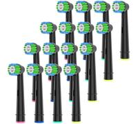 Lot de 16 brossettes compatibles avec brosse à dents électrique Oral B | Pour têtes de brosse à dents oral b Refill Pro 100/500/1000/1500/3000/3757/5000/7000/7500/8000, noir.