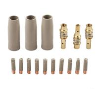 Lot de 16 buses et embouts de soudage pour torche 15AK, buses de protection de gaz sans air de 0,6 mm avec revêtement antiadhésif, embouts en cuivre de haute pureté pour enlever les scories