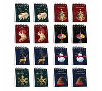 Lot de 16 Cahiers à Spirale Mini Carnet de Notes pour Cadeaux de Noël | Motifs Adorables Petit Format Poche Bloc Note Post it Noel Idéal pour École Bureau Récompenses Classes