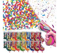 Lot de 16 canons à confettis biodégradables - Pistolet à confettis - Pour fête, anniversaire, mariage, Noël