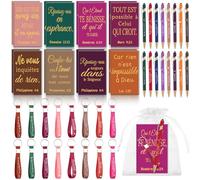 Lot de 16 carnets et stylos chrétiens avec versets bibliques, porte-clés en silicone, petits carnets de poche chrétiens, cadeaux inspirants religieux pour hommes et femmes, fournitures scolaires