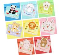 Lot de 16 cartes d'animaux de dessin animé pour enfants, filles, garçons, camarades de classe, amis, carte de vœux d'anniversaire amusante avec enveloppes, petites cartes de remerciement assorties