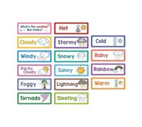 Lot de 16 cartes de vocabulaire éducatives sur le thème de la météo 26 x 8,9 cm Ressource pédagogique préscolaire Outil d'apprentissage météorologique