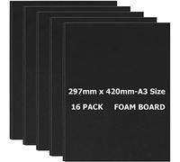 Lot de 16 Carton Mousse Noir A3, 5mm Plaque Mousse de Polystyrène, Planche Mousse Noire pour Art, Présentations, École, Bureau (297MM×420MM)